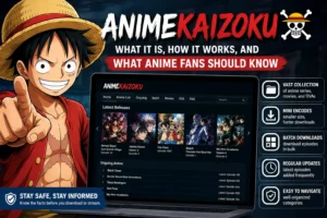 AnimeKaizoku anime platform guide showing its features, anime collection, mini encodes, and download options