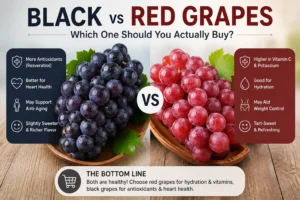 Black vs Red Grapes comparison showing their nutritional benefits and key differences