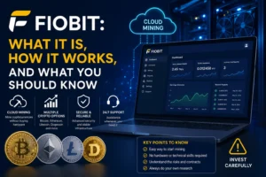 Fiobit cloud mining platform dashboard with cryptocurrency mining features