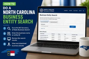 North Carolina Business Entity Search guide showing how to search business records online