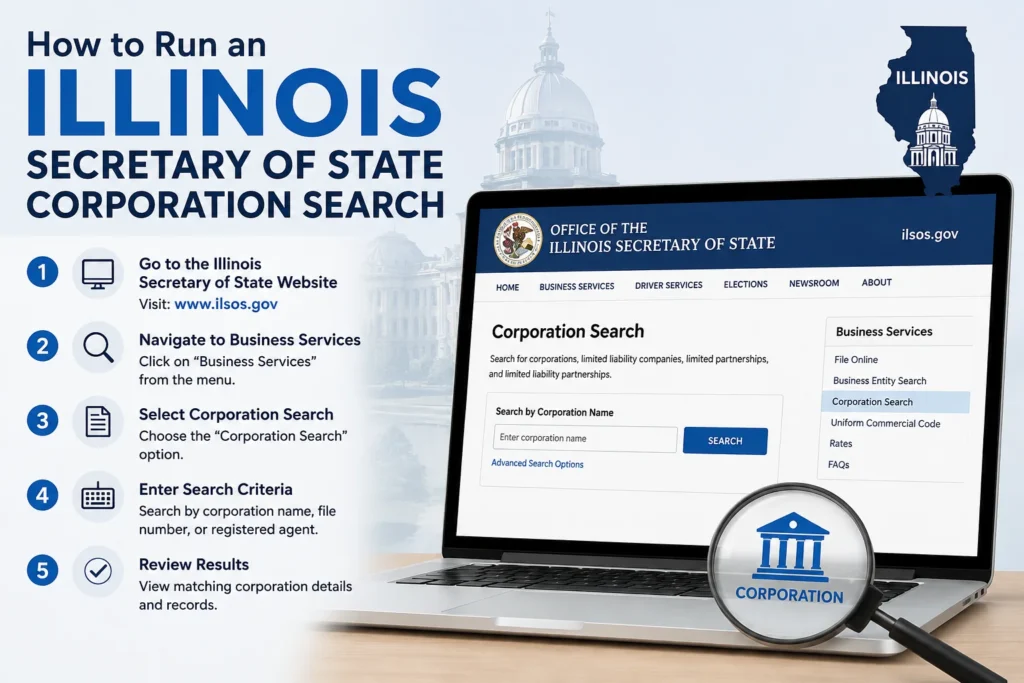 IL Sec of State Corp Search – guide to searching Illinois business corporations online