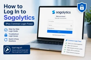 Sogolytics Login page showing the sign-in process and common login troubleshooting tips.
