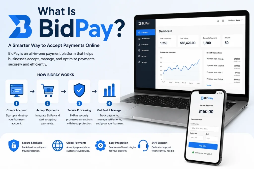BidPay payment platform dashboard showing how BidPay works for online payments