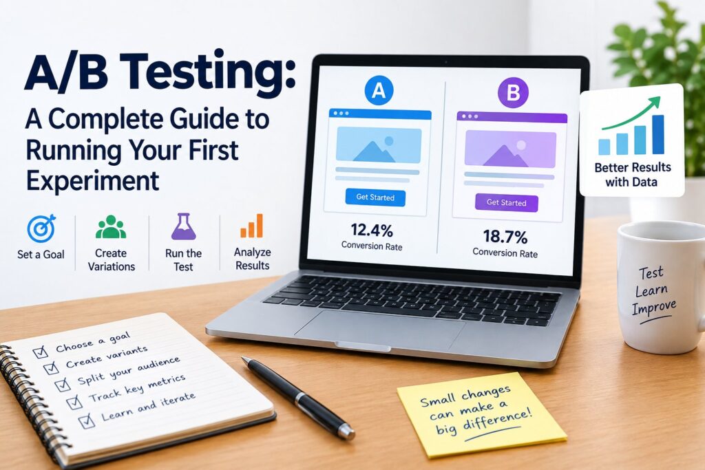A/B testing experiment comparing two webpage versions to improve conversion rates