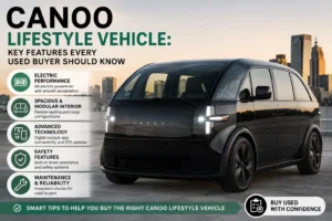 Canoo Lifestyle Vehicle Key Features including electric performance, spacious modular interior, advanced technology, safety features, and reliability.