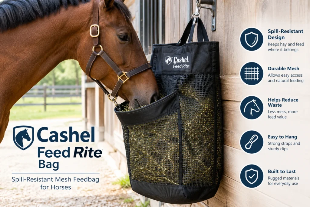 CASHEL Horse Feed Rite Bag (FRB) spill-resistant mesh feedbag for horses