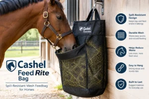 CASHEL Horse Feed Rite Bag (FRB) spill-resistant mesh feedbag for horses