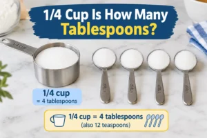 1/4 cup is how many tablespoons conversion showing 4 tablespoons