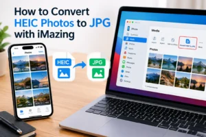 iMazing HEIC convert guide showing how to convert HEIC photos to JPG on a Mac