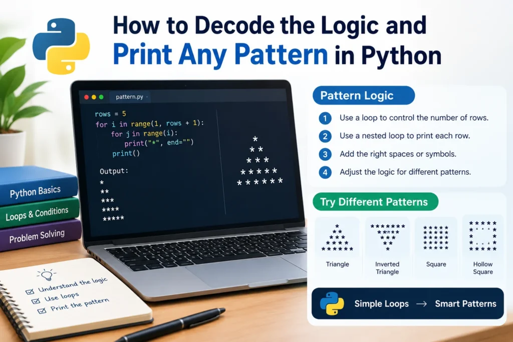 Decode the logic and print the pattern in Python using loops