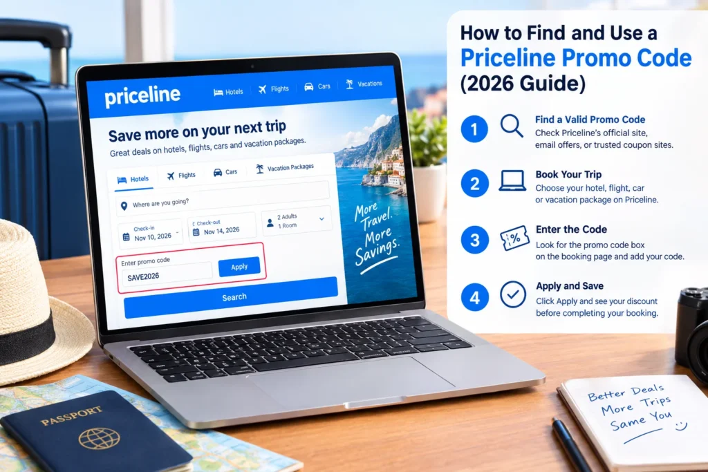Priceline Promo Code for saving on hotels, flights, cars, and vacation bookings