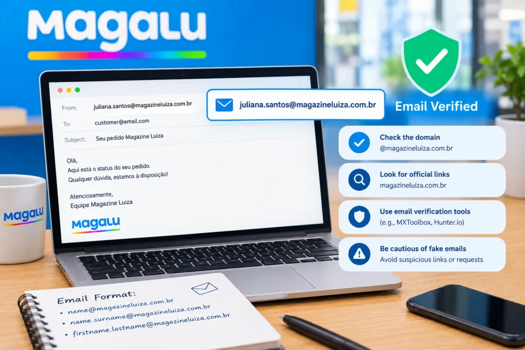 magazineluiza com br email format showing Magazine Luiza email address verification