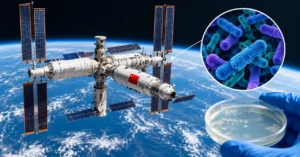 Tiangong Space Station Bacteria Discovery showing newly identified bacteria in a space laboratory