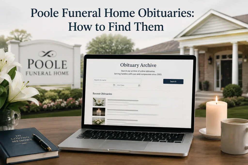 Poole Funeral Home Obituaries search guide showing how to find recent obituary records online