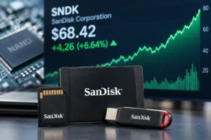 SNDK stock price in 2026 showing SanDisk's rising market value and bullish stock chart