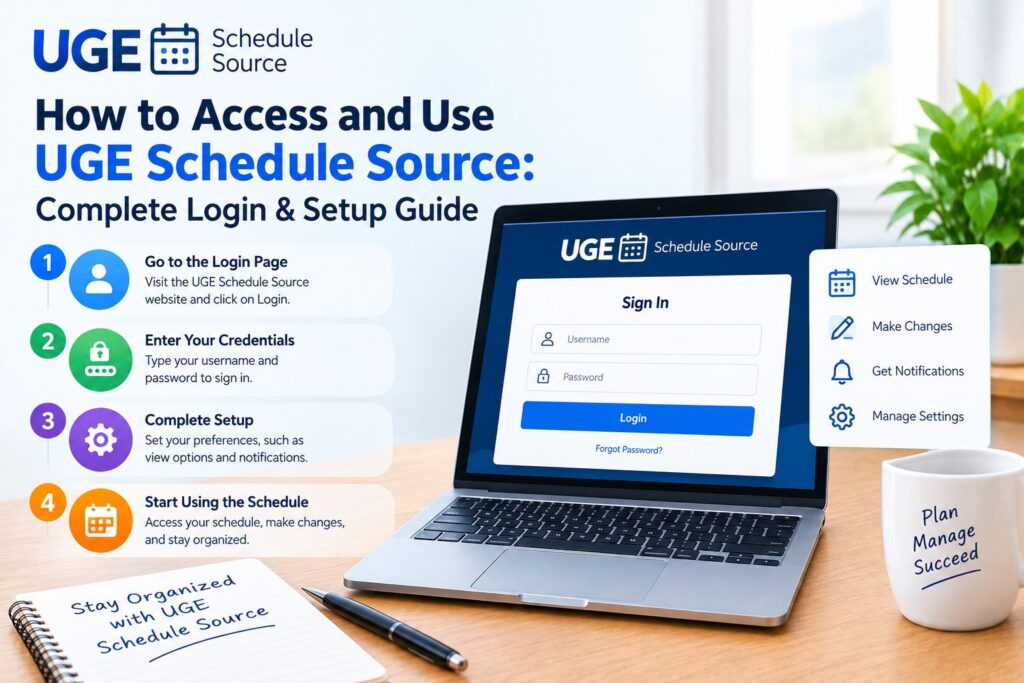 Schedule Source UGE login page and setup guide for accessing and managing schedules