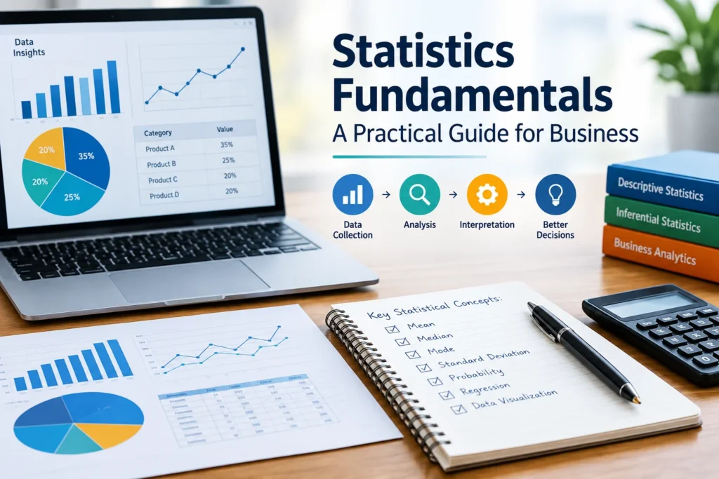 Statistics Fundamentals: A Practical Guide for Business with charts and data analysis