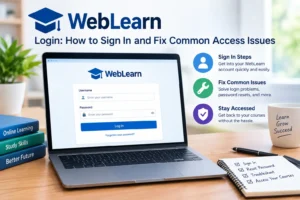WebLearn Login page showing sign-in steps and solutions for common access issues