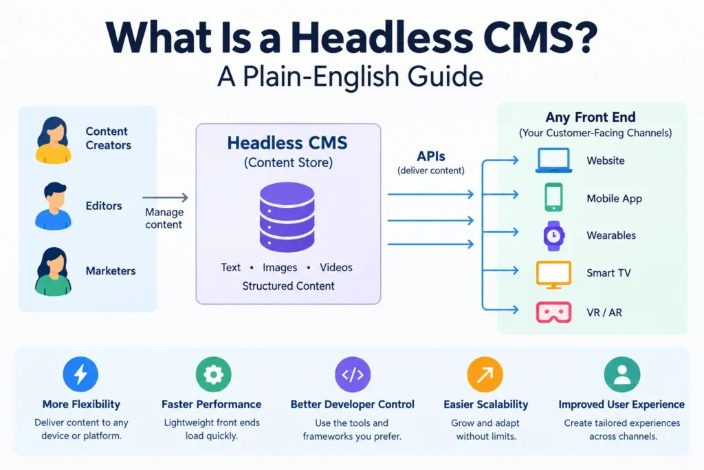 What Is a Headless CMS explained with content management and API architecture