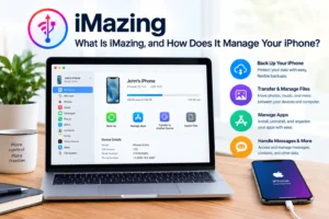 iMazing software managing and backing up an iPhone from a computer