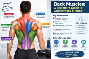 Back Muscles anatomy showing major muscle groups for beginners