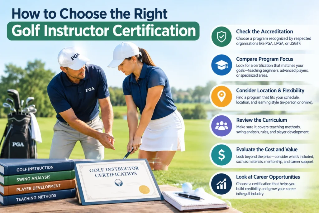 How to choose the right golf instructor certification for a professional golf teaching career