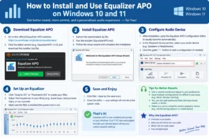 Step-by-step guide to install and use Equalizer APO on Windows 10 and 11, including downloading, installation, audio device configuration, and equalizer settings.