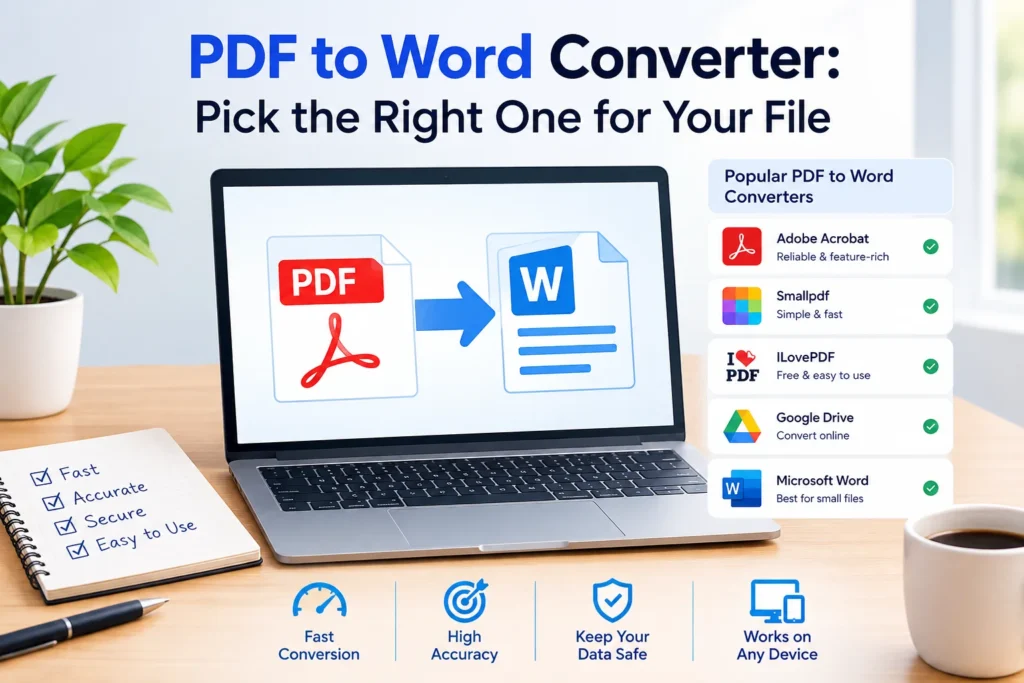 PDF to Word Converter for converting PDF files into editable Word documents quickly and accurately.