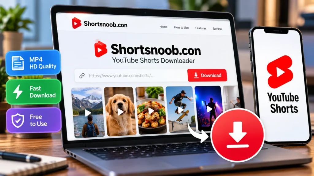 Shortsnoob.con YouTube Shorts downloader for free video downloads