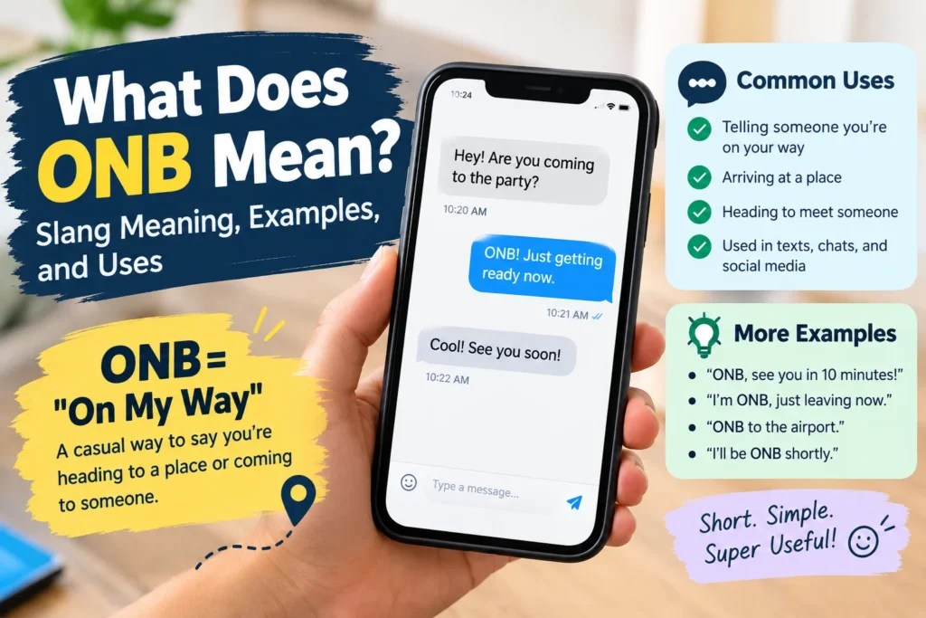 ONB meaning slang explained with text message examples showing how to use ONB in everyday conversations.