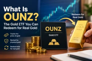 OUNZ stock gold ETF backed by physical gold bars and coins, showing how investors can redeem shares for real gold.