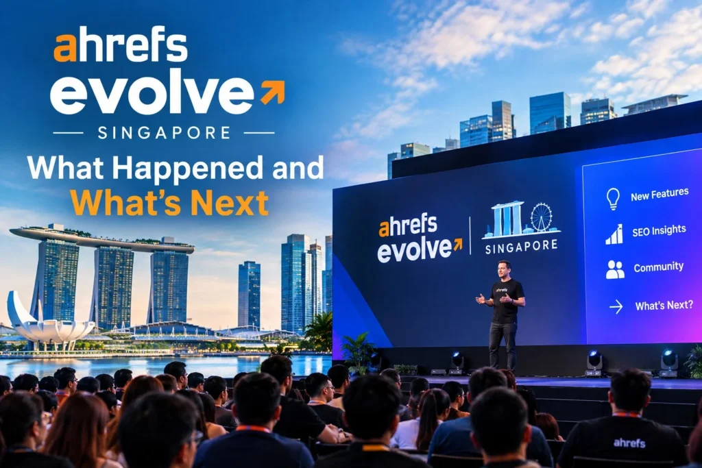 Ahrefs Evolve Singapore event featuring SEO insights, digital marketing experts, and the latest industry trends.