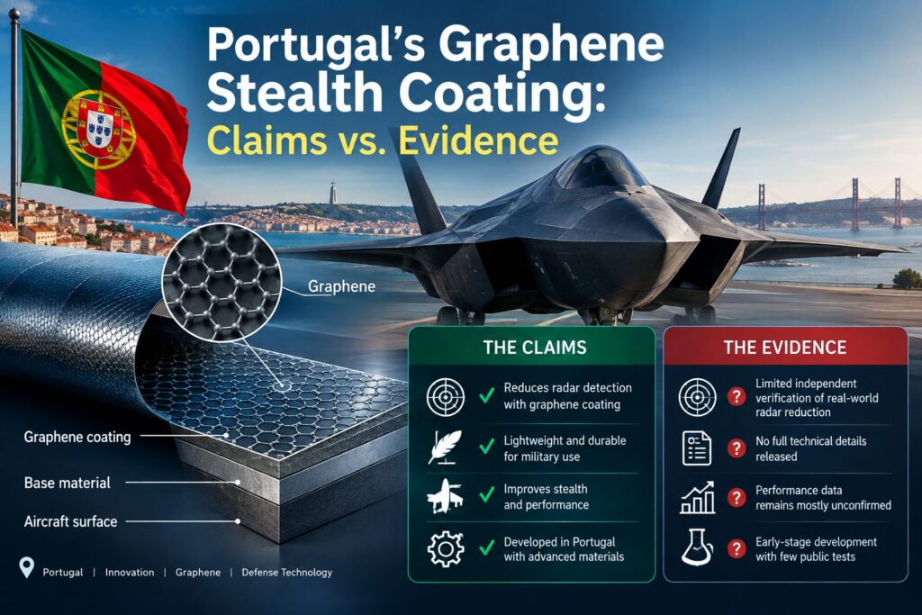 Portugal graphene stealth tech illustrated with advanced graphene materials and stealth technology